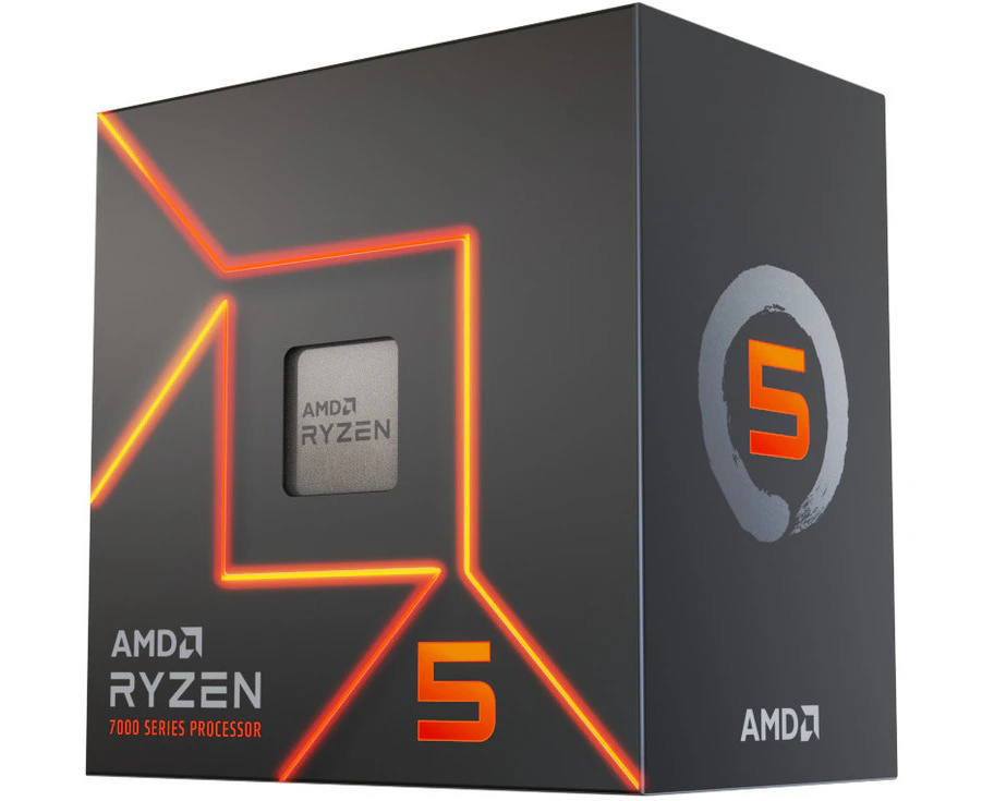 AMD Ryzen 5 7600 6 Cores   12 Threads 65 watts Max Freq 5.2Ghz 38MB Cache Wraith Stealth Cooler  Radeon Graphics