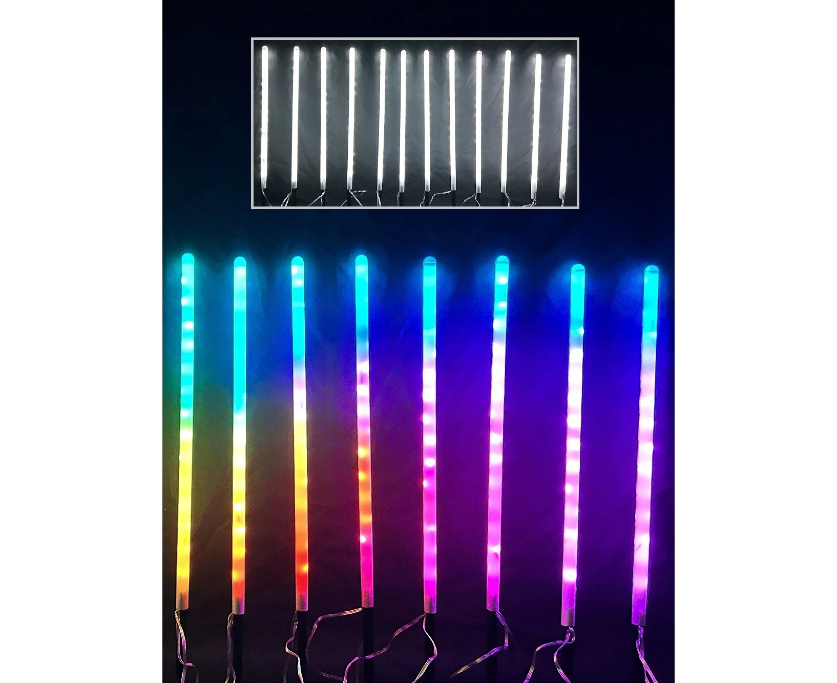 Multi Colour Meteor Shower LED Christmas Garden Tube Path Lights - 12 x 50cm