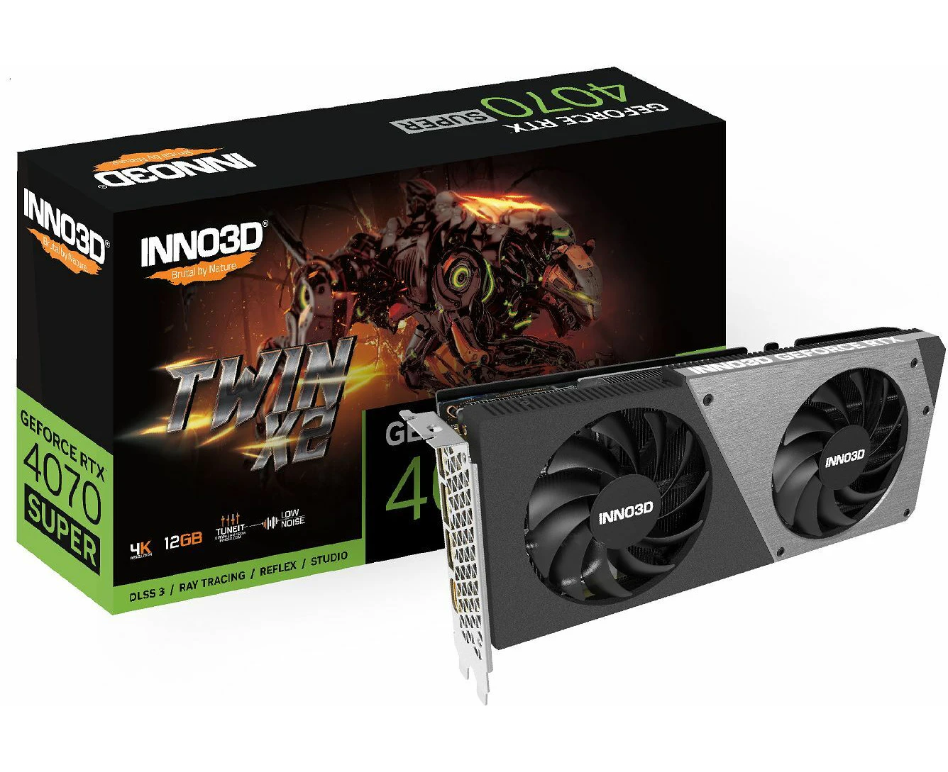 INNO3D nVidia GeForce RTX 4070 Super Twin X2 12GB GDDR6X 2475 MHz Boost Clock RAM 21 Gbps 3x DP 1xHDMI 250x118x42mm