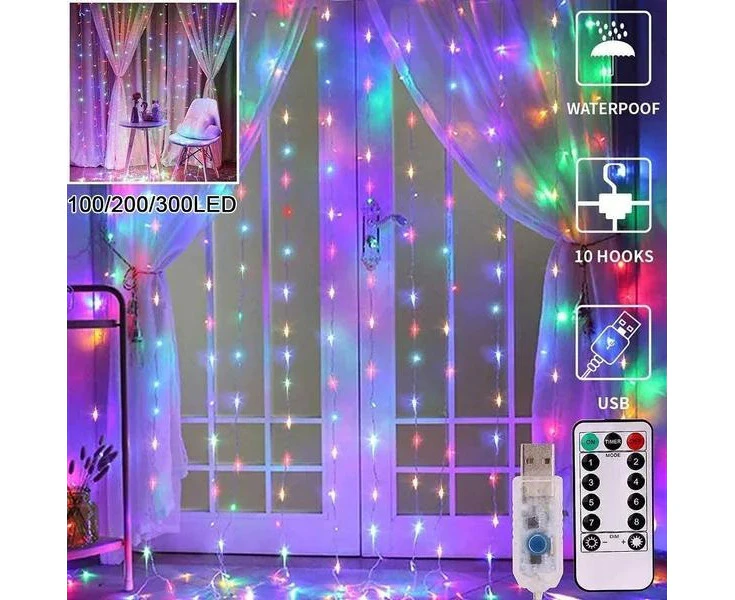 Curtain Fairy Lights LED String Light 8 Modes Remote Control Christmas Wedding Party Decoration Lights