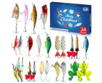 24 Days Fishing Lure Christmas Countdown Calendar Fishing Baits Set Advent Calendar