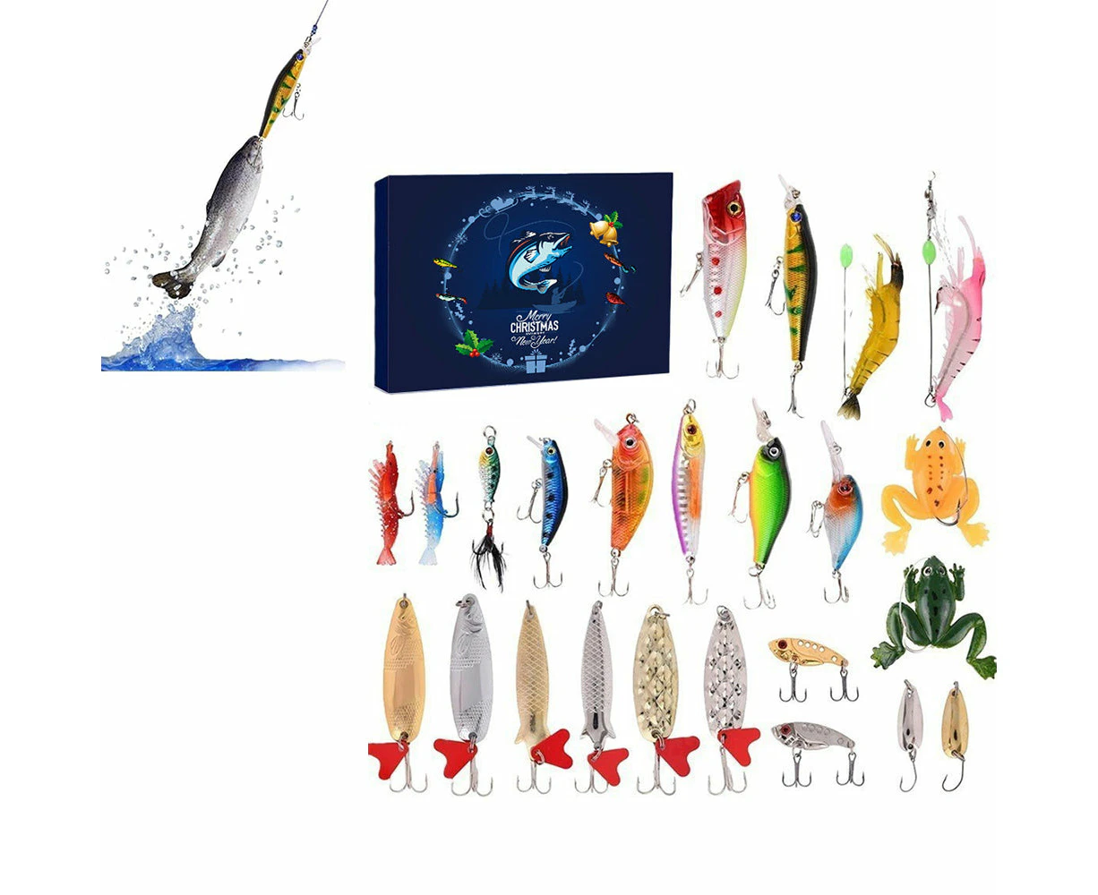 24 Days Fishing Lure Christmas Advent Calendar Fishing Baits Countdown Blind Box