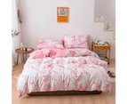 2Pcs Soft Marbled Pillowcase Pillow Quilt Duvet Cover Bedding Set Us-Twin 168X229Cm (Pink)