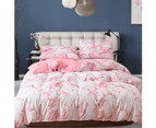 2Pcs Soft Marbled Pillowcase Pillow Quilt Duvet Cover Bedding Set Us-Twin 168X229Cm (Pink)