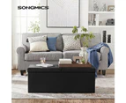 SONGMICS 110cm Folding Storage Ottoman Bench with Flipping Lid Footrest Black