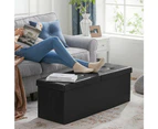 SONGMICS 110cm Folding Storage Ottoman Bench with Flipping Lid Footrest Black