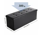 SONGMICS 110cm Folding Storage Ottoman Bench with Flipping Lid Footrest Black