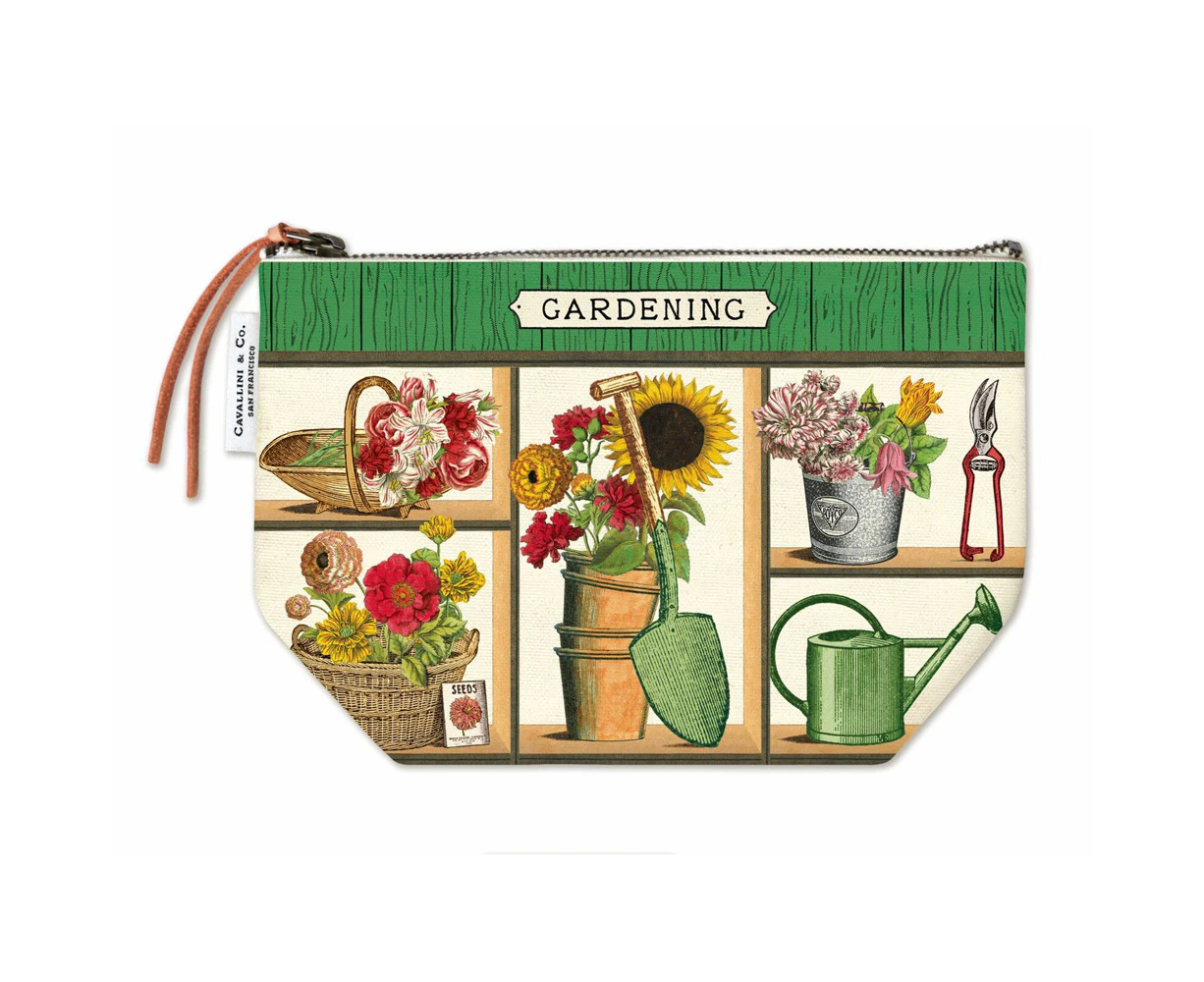 Cavallini Cotton Hand Carry Zipped Pouch Storage Organiser Gardening 22x15cm