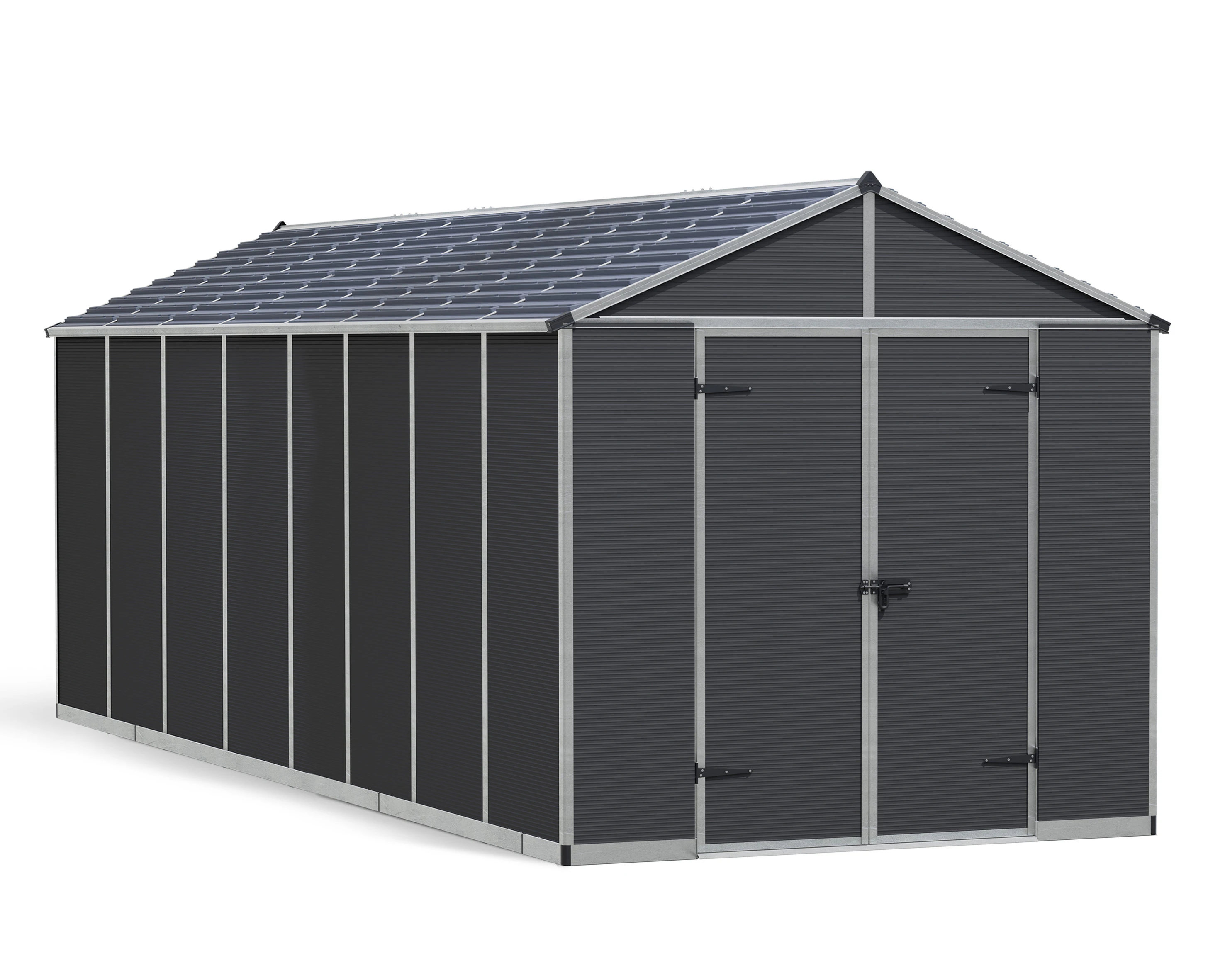 CANOPIA | Rubicon 2.37m x 6m Garden Shed - Dark Grey Polycarbonate Panels