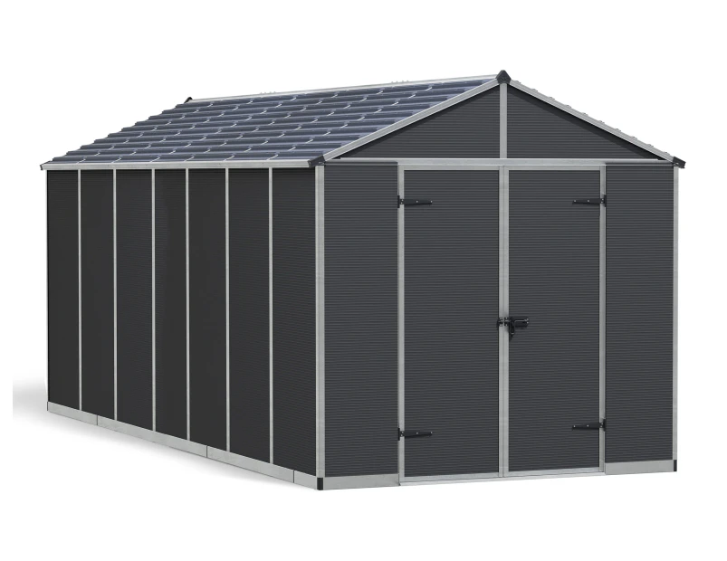 CANOPIA | Rubicon 2.37m x 5.28m Garden Shed - Dark Grey Polycarbonate Panels