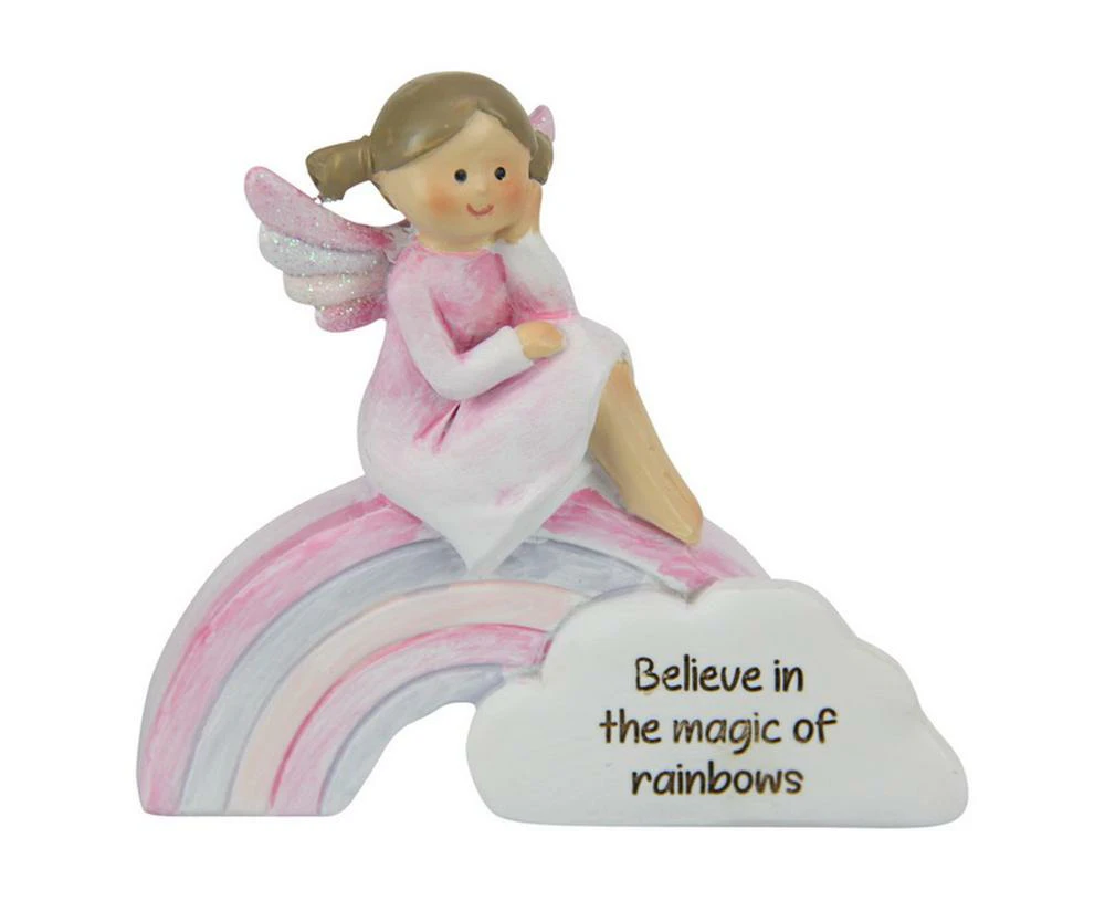 Fairy On Rainbow With Cute Inspirational Quote Figurine - 7.5cm