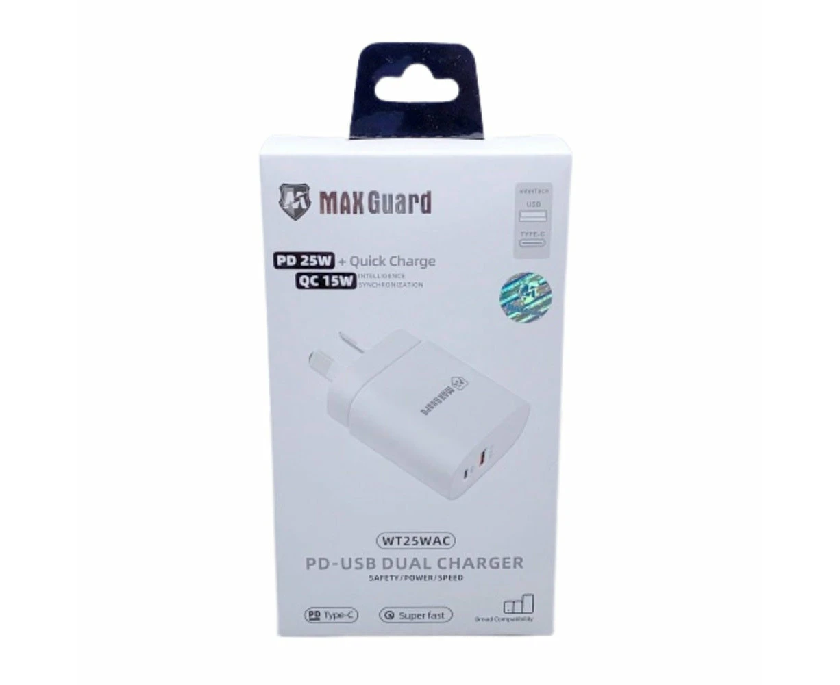 Maxguard Pd25w + Qc15w Pd Usb Type C Dual Ac Charger