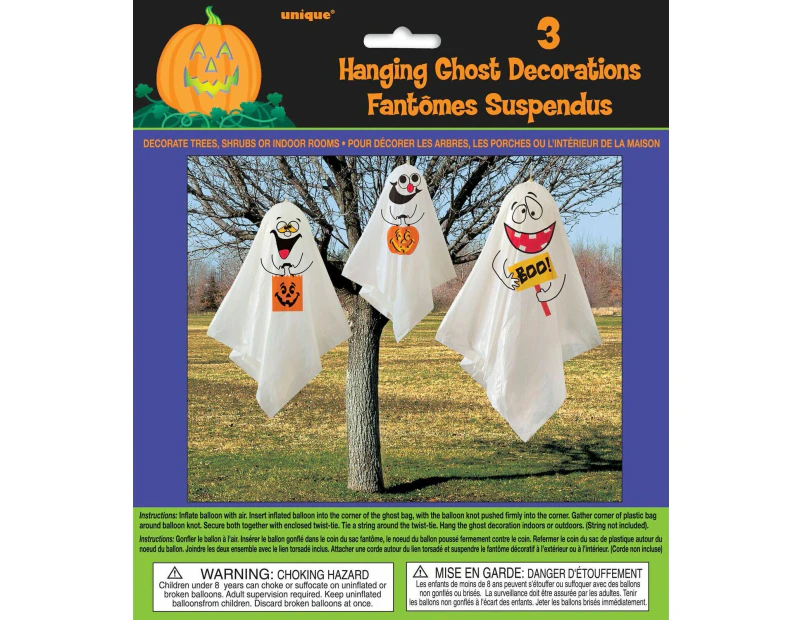 3 Hanging Ghost Decorations