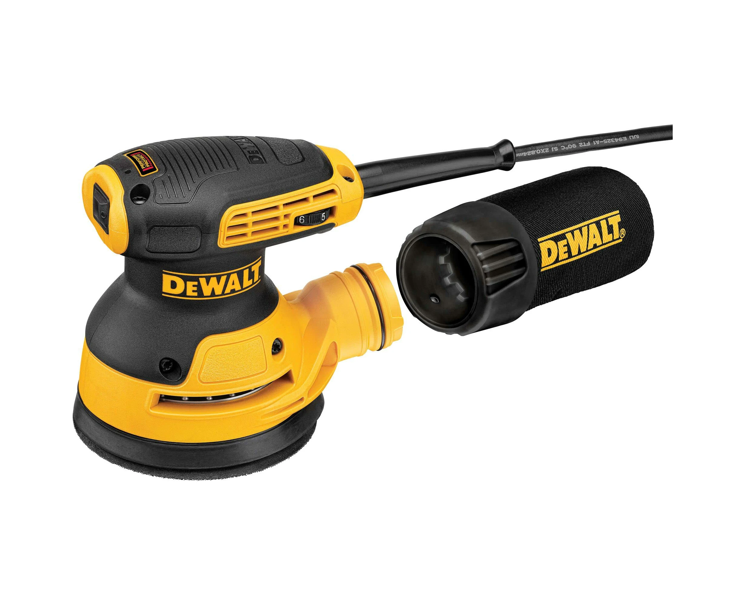 DEWALT DWE6423-QS DWE6423-QS-Lijadora Rotorbital 280W, 280 W, 230 V, Yellow, Black