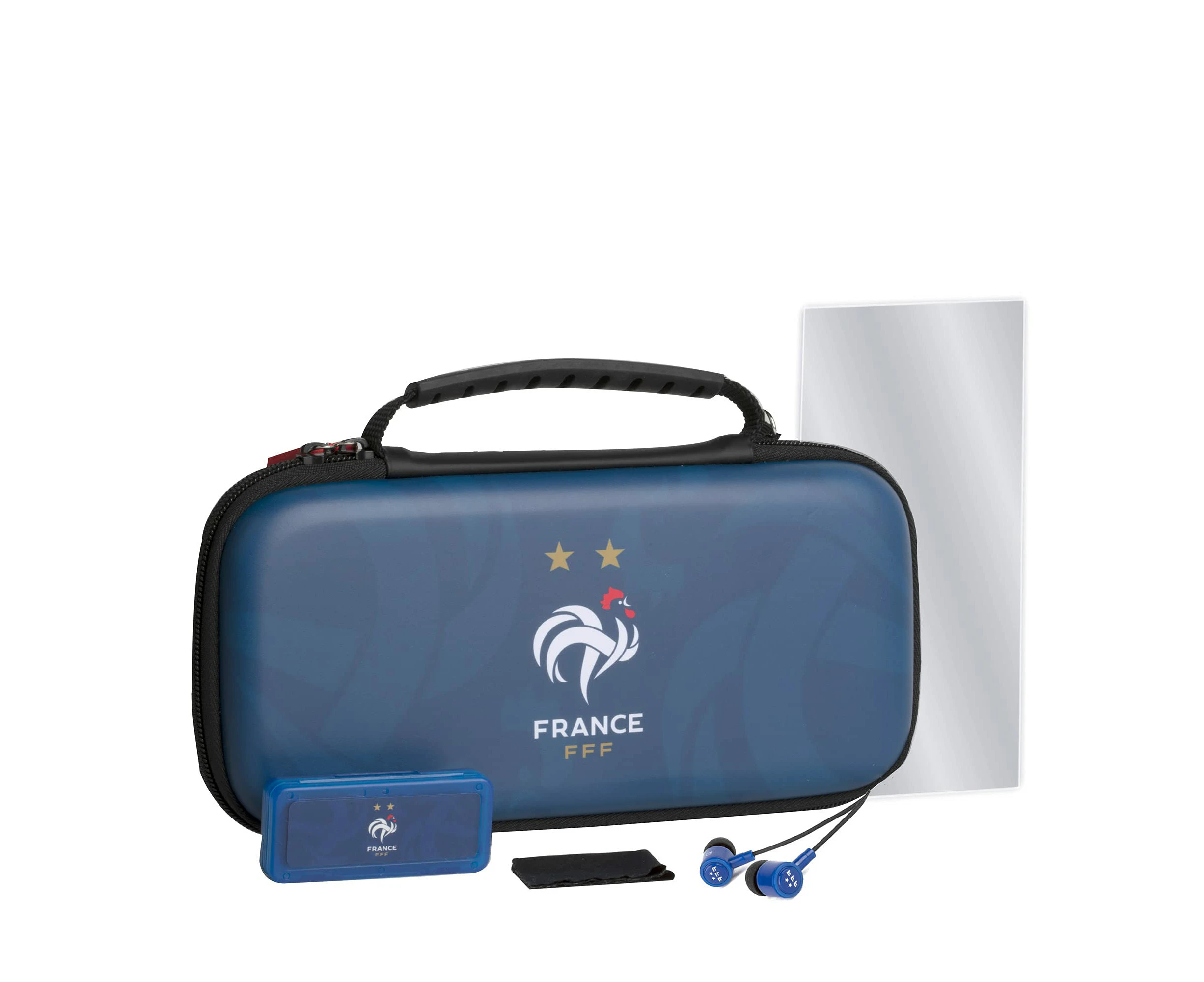 Starter Kit - KONIX - Case + Earphones + Protective screen + Box - Blue - Switch and Switch Lite - Officially licensed by FFF