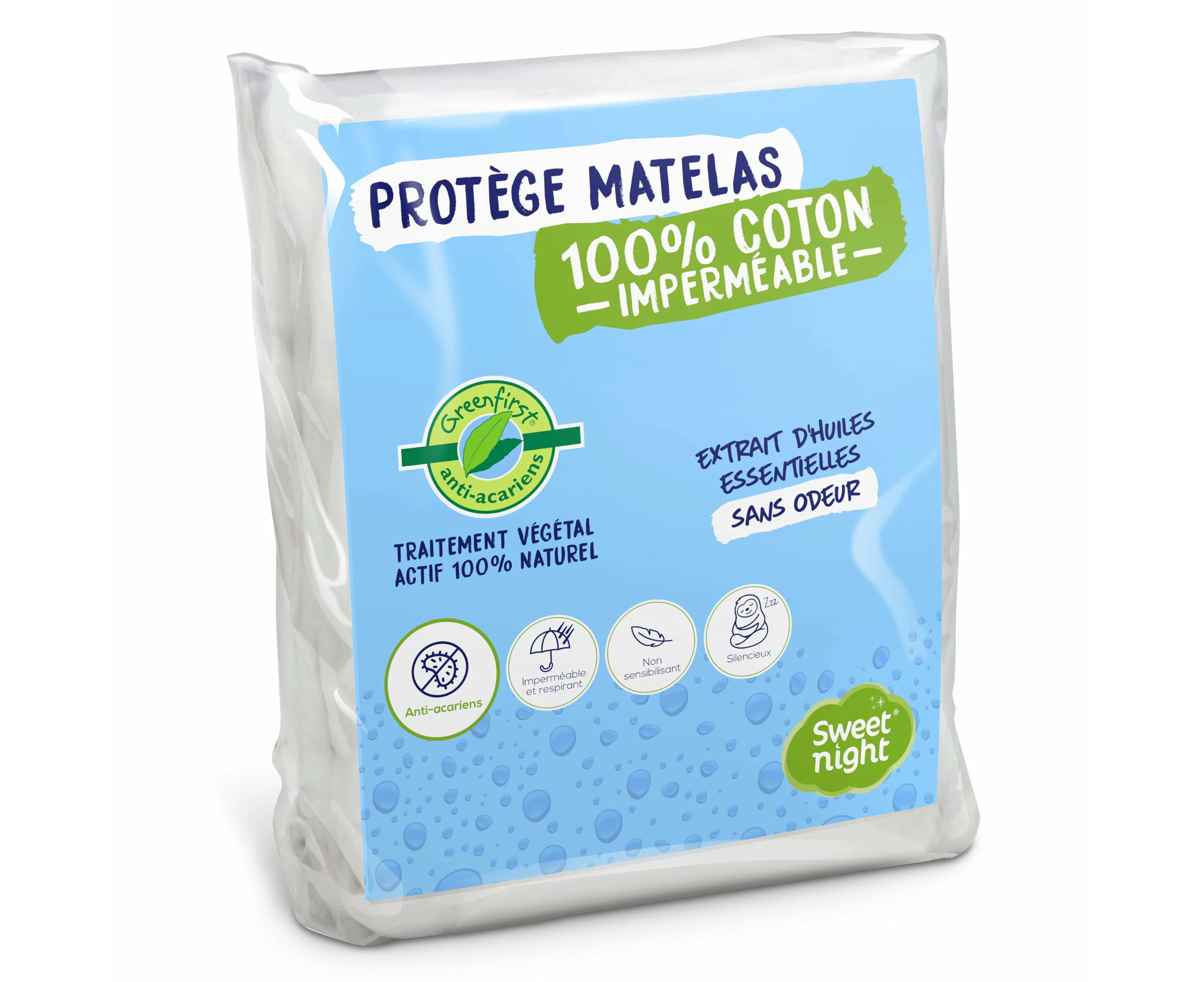 Sweetnight Greenfirst® Mattress Protector 2 x 80 x 200 cm | Articulated Bed | Plant Treatment: 100% Natural Active and Anti-Dust Mite | Waterproof Mattress