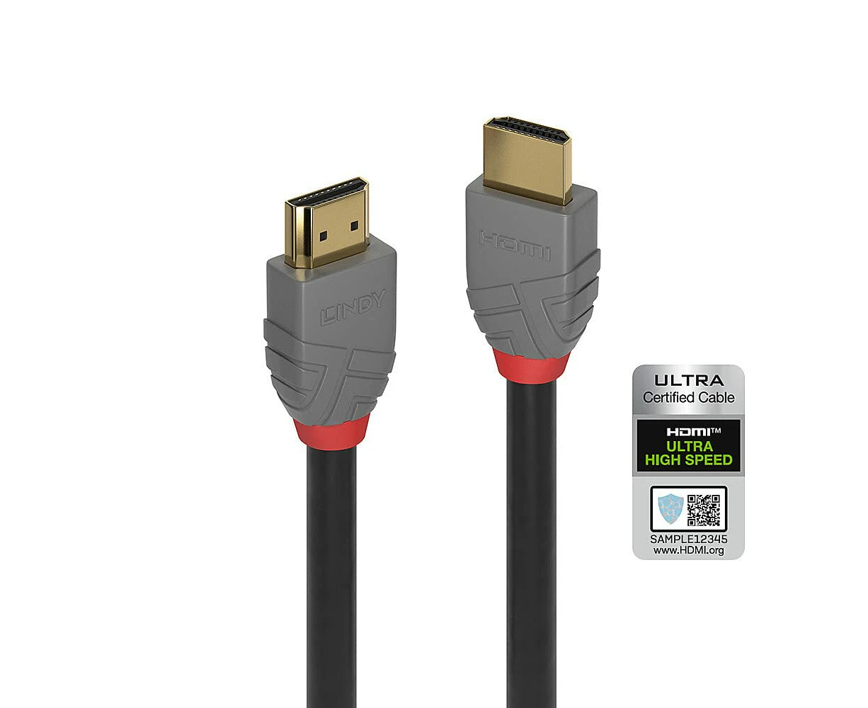 Lindy 1m Ultra High Speed HDMI Cable, Anthra Line, HDMI 2.1 Certified 8K, 10K, 48Gbps, Dolby True HD, Dolby Atmos, Tv Oled monitor, Xbox Series X, PS5, Blu