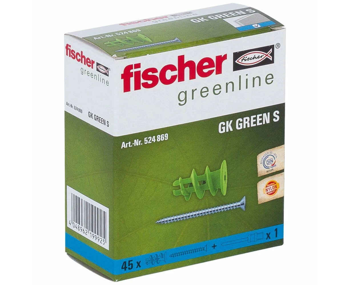 fischer Plasterboard Fixing GK Green S, 45 Pieces, 524869