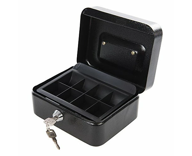 Silverline 795764 Metal Cash and Valuables Box Keyed 165 x 128 x 80 mm , Black