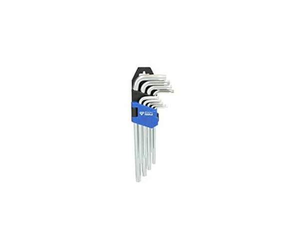 BRILLIANT TOOLS Allen Key Set, Inner Hexagonal Profile, Short, Chrome Vanadium Steel, Blue Black, 180mm