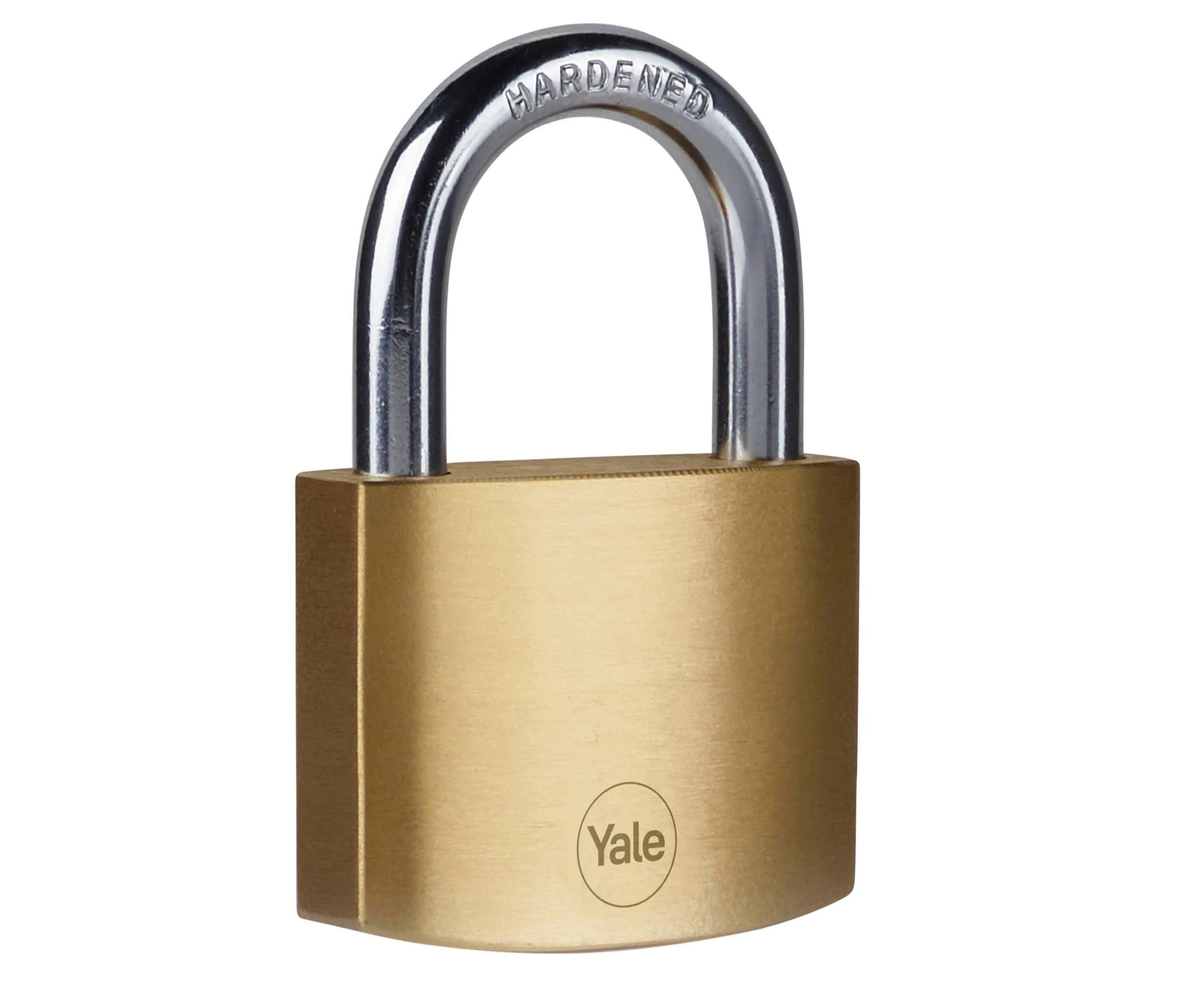 Yale - Y110B/50/126/1 Standard Security 50mm Brass Padlock - Open Hardened Steel Shackle - 3 Keys