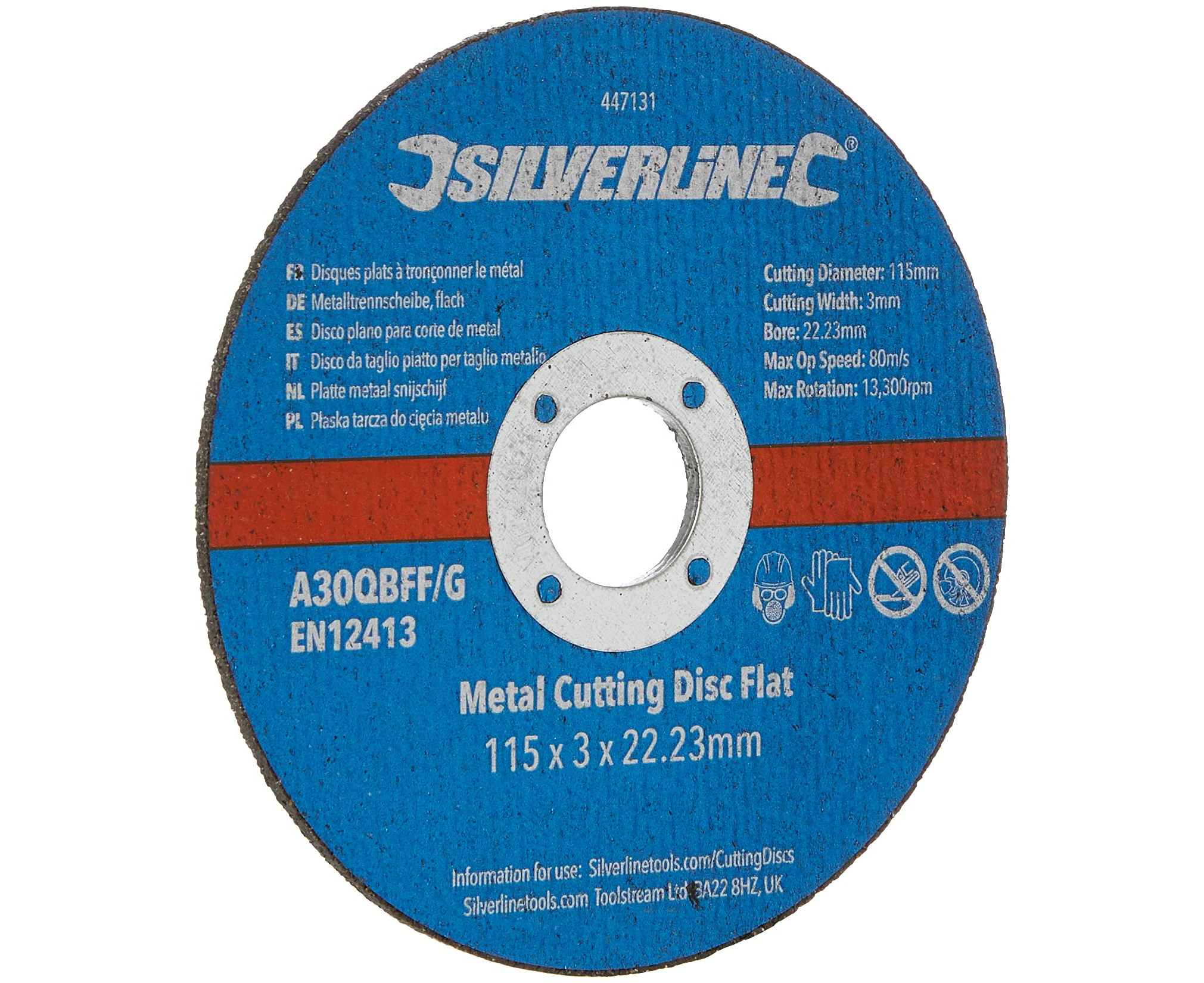 Silverline 447131 Metal Cutting Discs Flat 10pk 115 x 3 x 22.23 mm