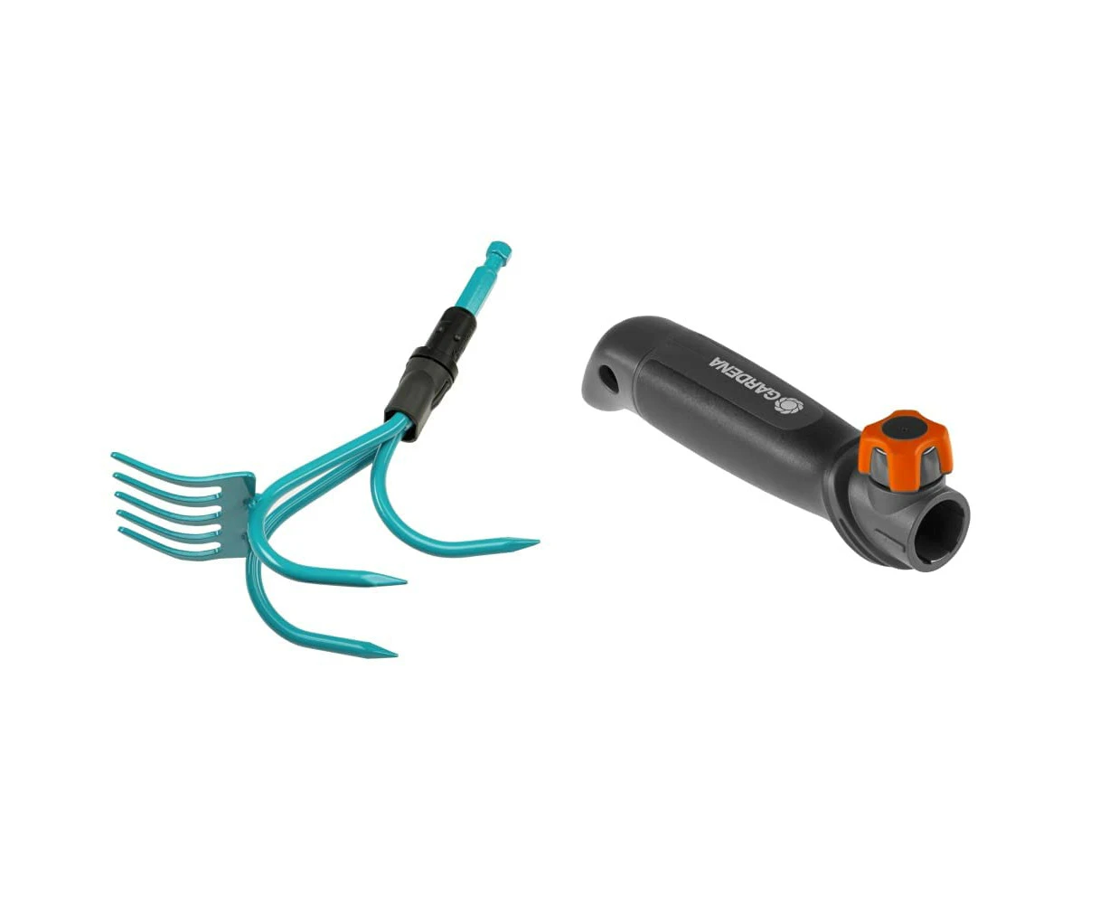 Gardena combisystem Grubber-Rake: Practical 2-in-1 garden tool, turquoise and black, one size, high-quality materials (03165-20)