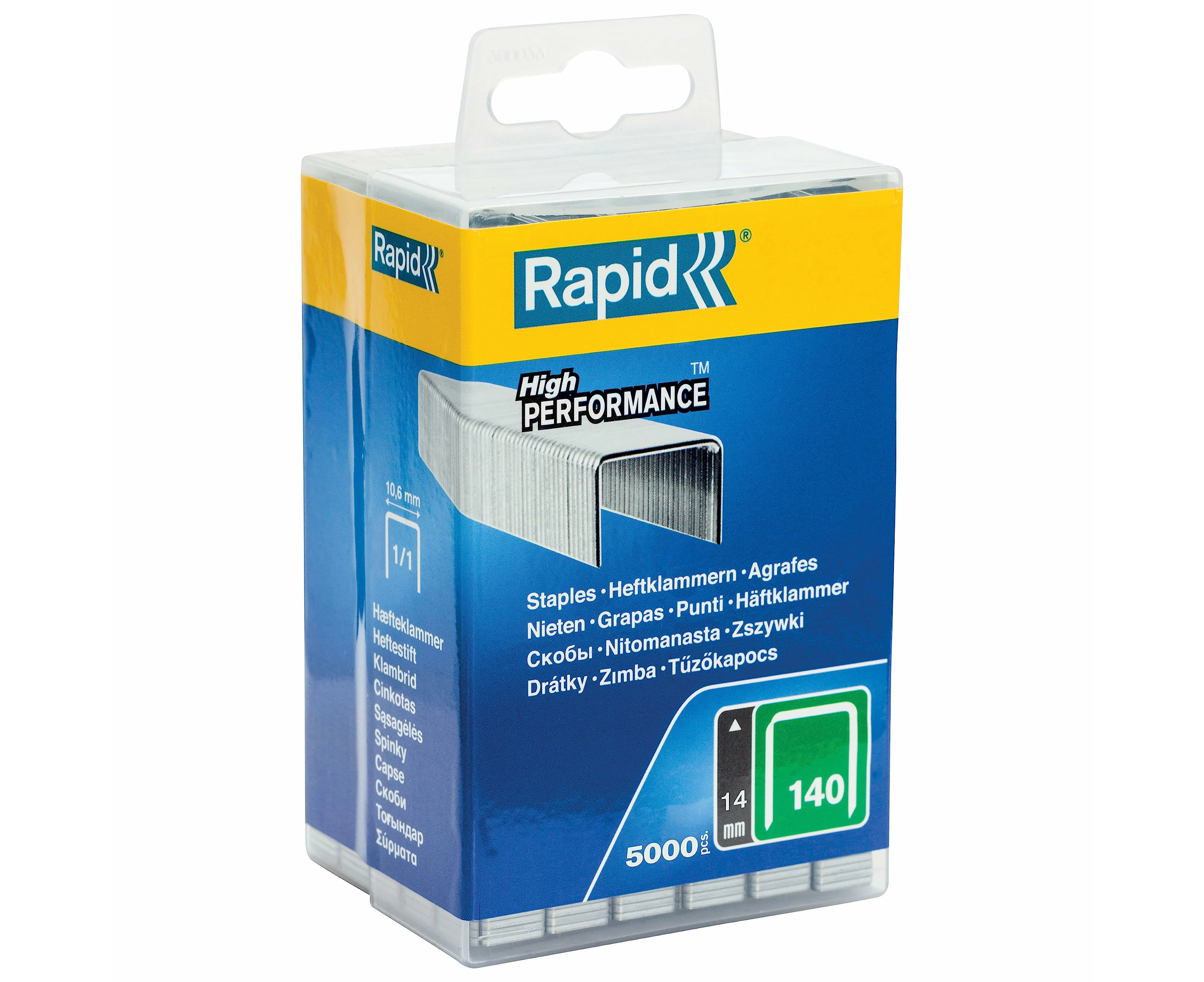 Rapid High-Performance Staples for Insulation, Thin Plastics, Cardboard and Carpets Flatwire No. 140, Leg Length 14mm, Staple Gun Staples, Galvanised Steel