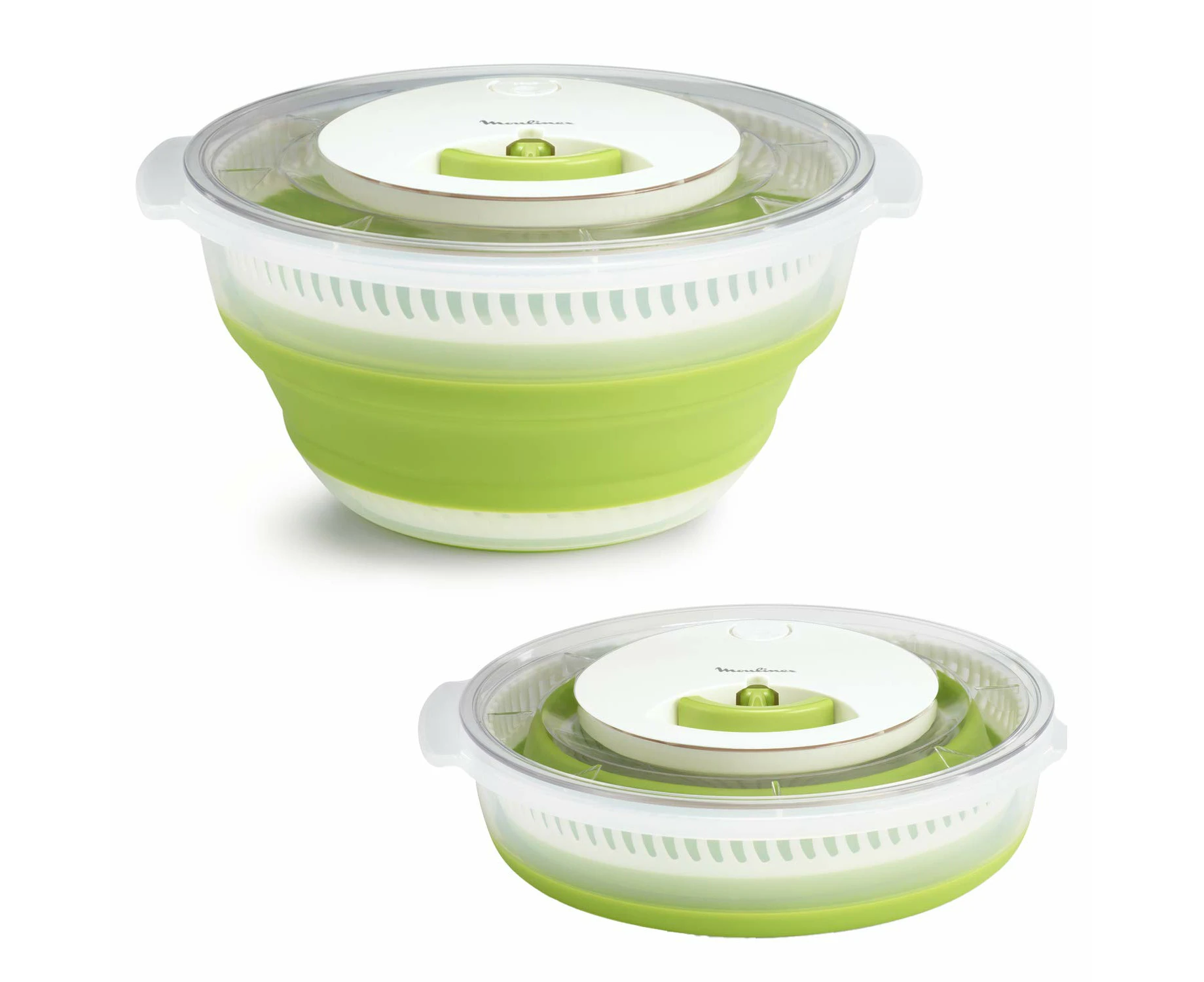 Moulinex K2530104 Essoreuse à Salade rétractable 4 L 4 Litre Retractable Spinner, Plastic, Green