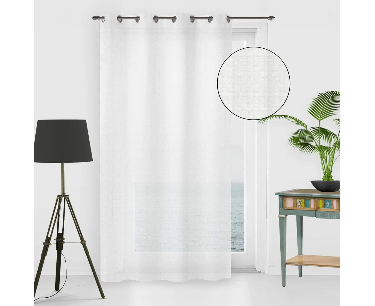 Soleil d'ocre, Noemie Voile Net Curtains, Polyester, White, 135 x 250 cm