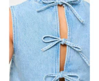 Denim Crew Neck Tank Top - Lily Loves