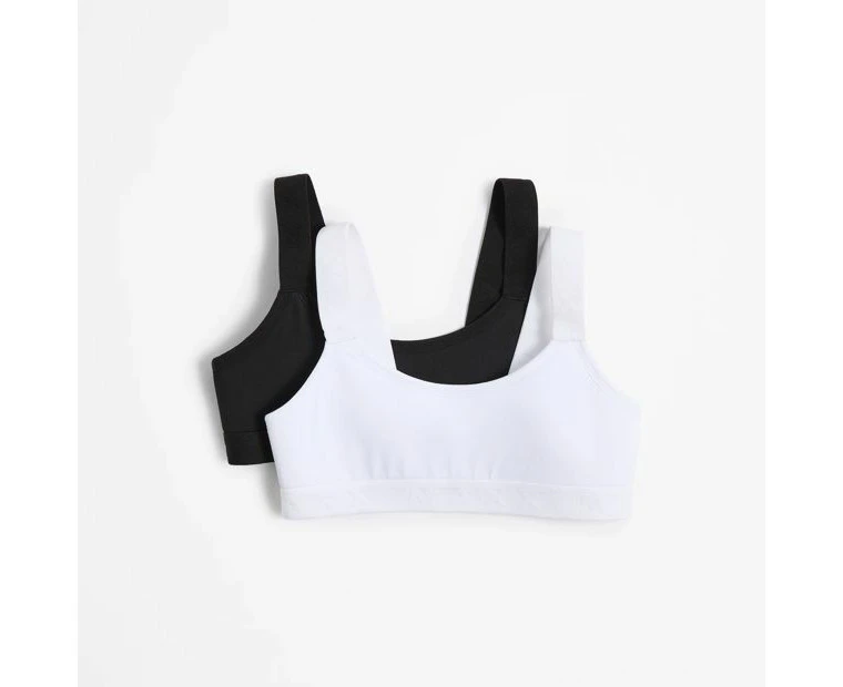 Girls Micro Performance Crop Tops 2 Pack - Maxx - White/Black