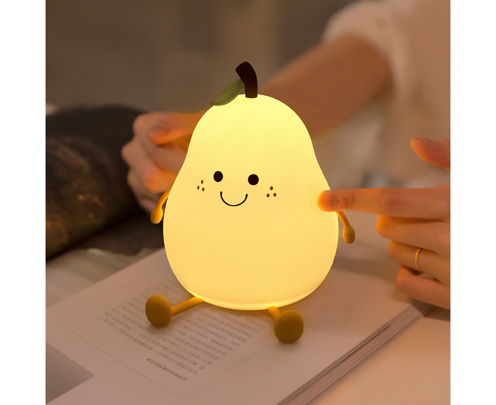 Cute Pear Shape Baby Night Light with 7 Light Changes & Touch Sensor & USB Charging