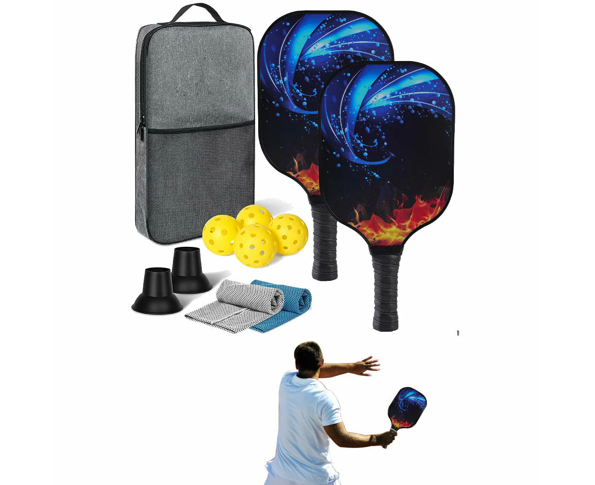 Fiberglass Pickleball Game Set 2 Pcs Pickleball Paddles with 4 Balls Style 2