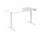 Desky Single Sit Stand Desk - White / Grey Standing Computer Desk For Home Office & Study