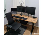 Desky Dual Softwood Sit Stand Desk Acacia /Matte Black