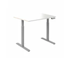 Desky Single Sit Stand Desk - White / Grey Standing Computer Desk For Home Office & Study