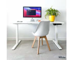 Desky Single Sit Stand Desk - White / Grey Standing Computer Desk For Home Office & Study