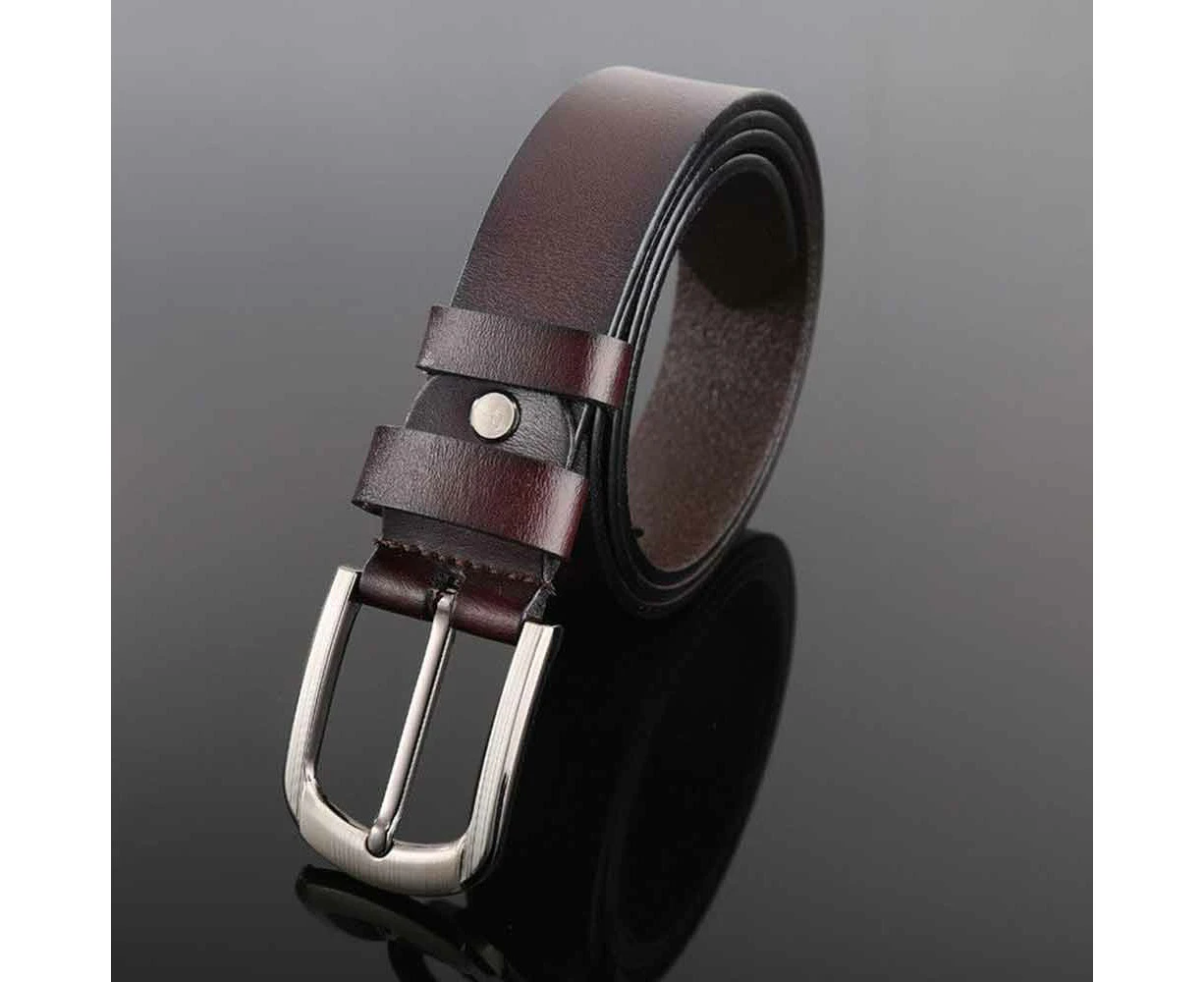 Mens Genuine Full Grain Leather Men's Belt Casual 125cm Black