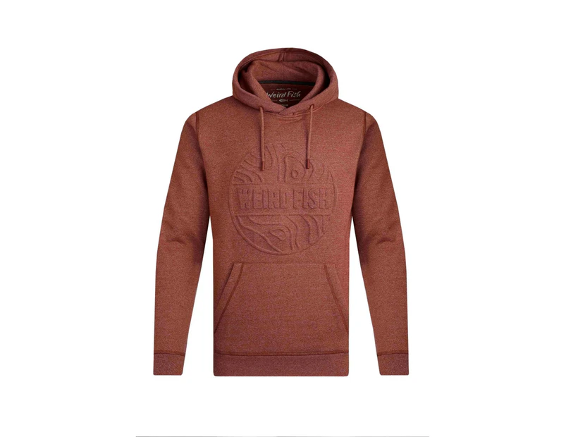 Weird Fish Mens Perranporth Grindle Embossed Hoodie (Nut) - WF293