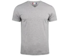 Clique Unisex Adult Basic Knitted V Neck T-Shirt (Grey Melange) - UB326