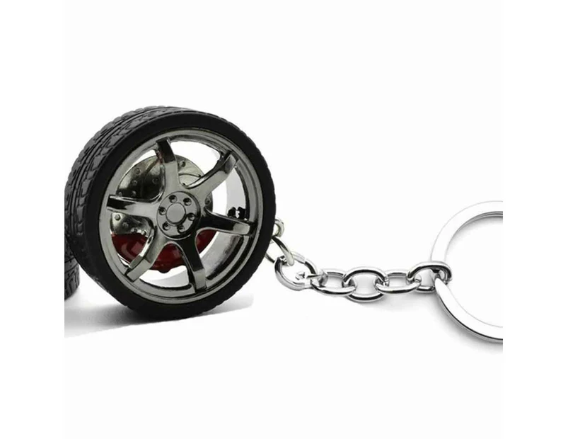 Chain Brake Discs Key Ring Simulation Tire Car Wheel Keychain Rim Wheel Keyring White