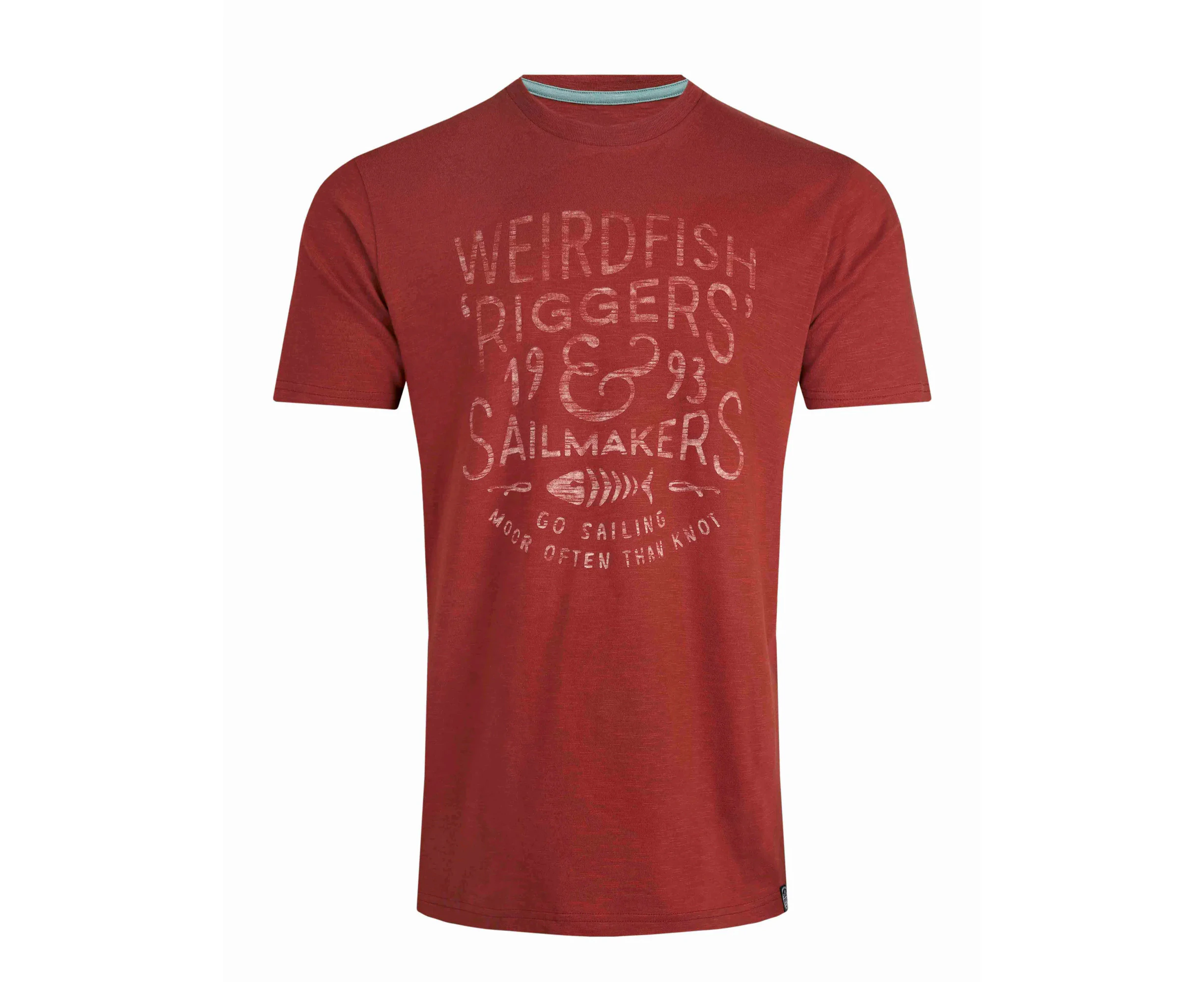 Weird Fish Mens Riggers Reverse Printed Organic T-Shirt (Nut) - WF346