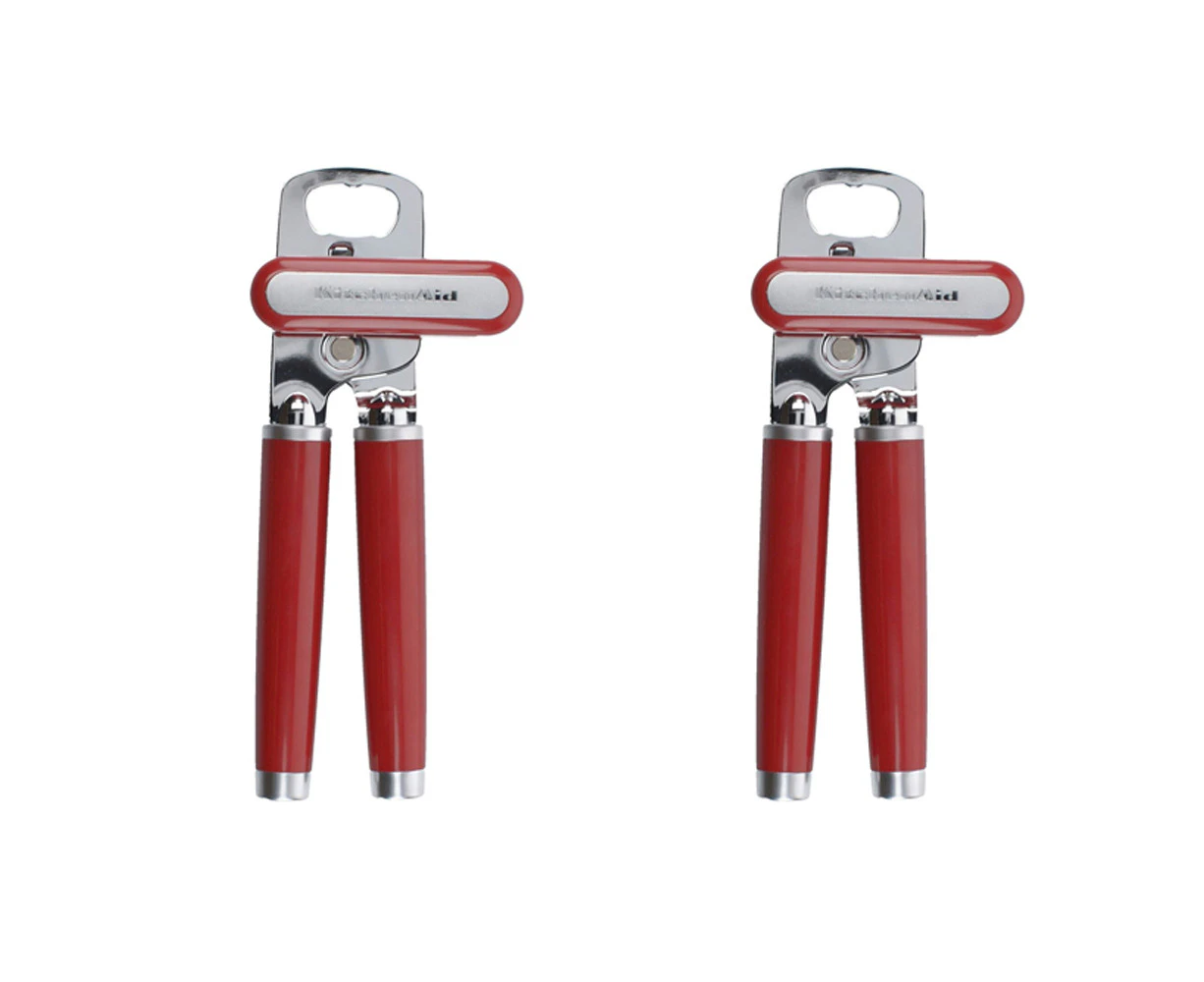 2x KitchenAid Stainless Steel Can Opener Bottle Cap Remover 21x9cm Empire Red