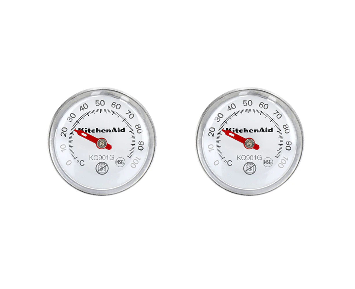 2x KitchenAid Instant Read Cooking Thermometer Stainless Steel 14.5cm Silver