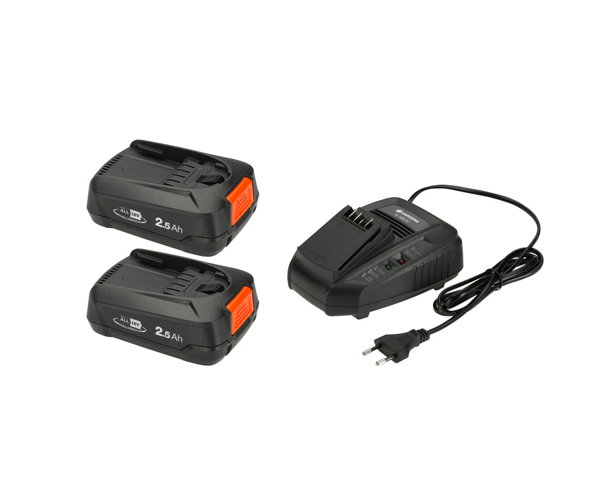 Gardena Cordless Tool Battery Starter Kit 2x Battery 18V/45 2.5Ah & Charger