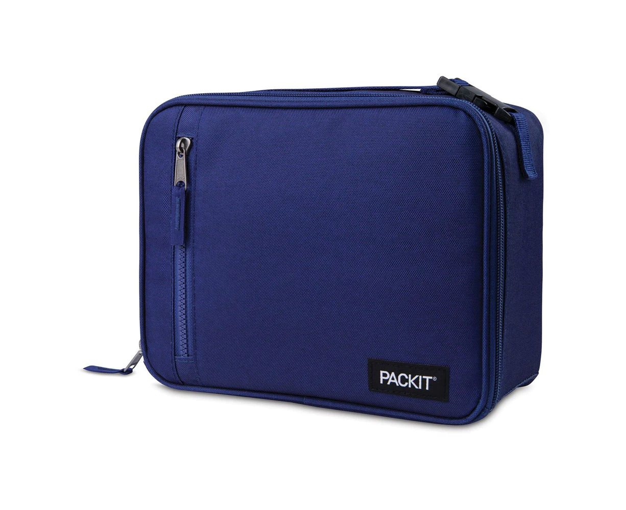 PackIt Freezable Polycanvas Lunch Box Bag Storage Rectangle 25cm True Blue