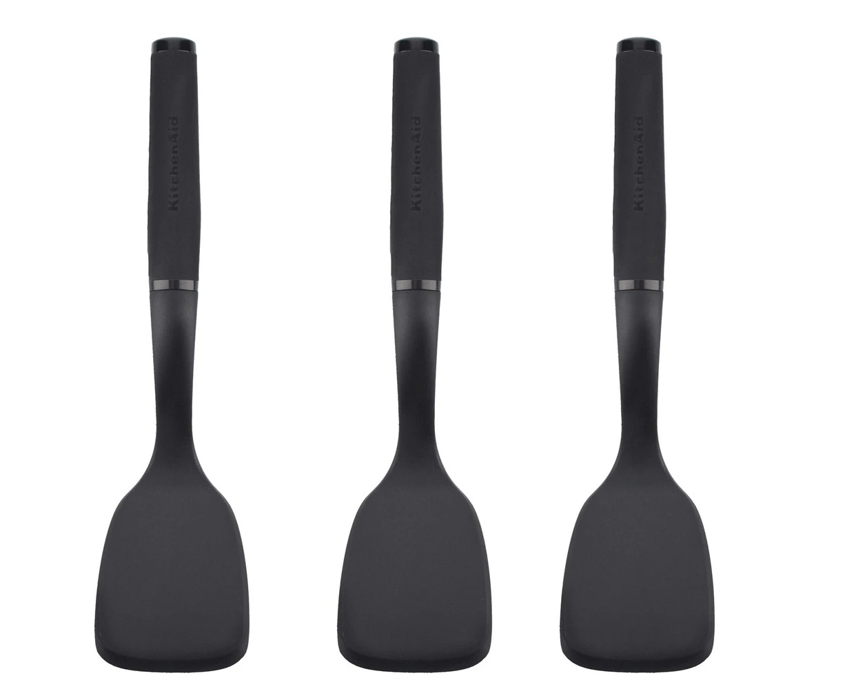 3x KitchenAid Soft Touch Short Turner Nylon Kitchen Cooking Utensil 30.5cm BLK