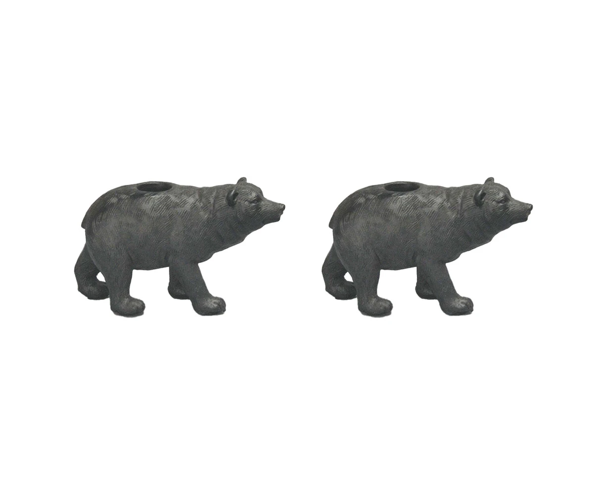 2x White Moose Resin Bear Candle Holder Home Tabletop Ornament Decor Black