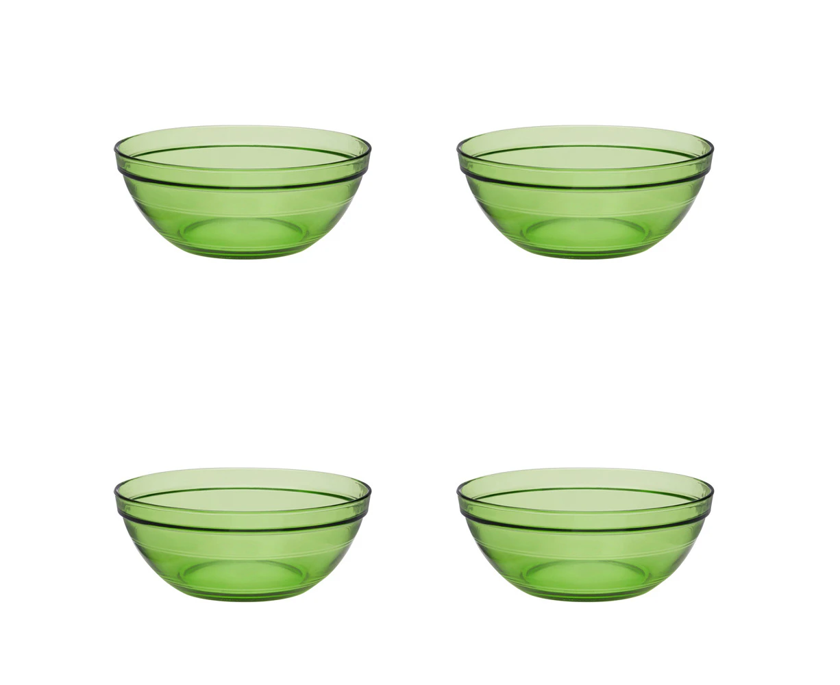 4x Duralex Gigogne 20.5cm/1.59L Stackable Glass Noodle Soup Bowl Round Green